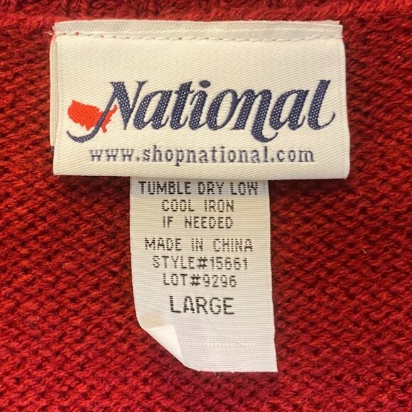 National Woman's Cardigan Sweater Vest Large Vintage Style Red Sleeveless - Picture 6 of 6